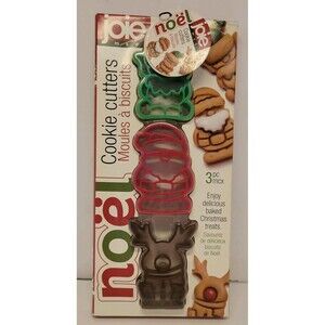Joie Noel Christmas Cookie Biscuit Cutters Elf Reindeer Santa Claus 3pc